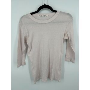 Michael Stars Shirt Women OS Fits Most Pink Shimmer Top Long Sleeve Stretch USA